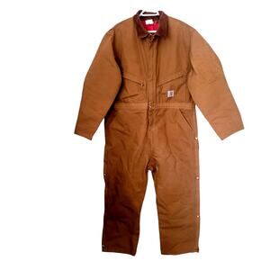 Carhartt Insulated Quilted Men Coverall Duck Brown Made in USA - Size 48 Short
